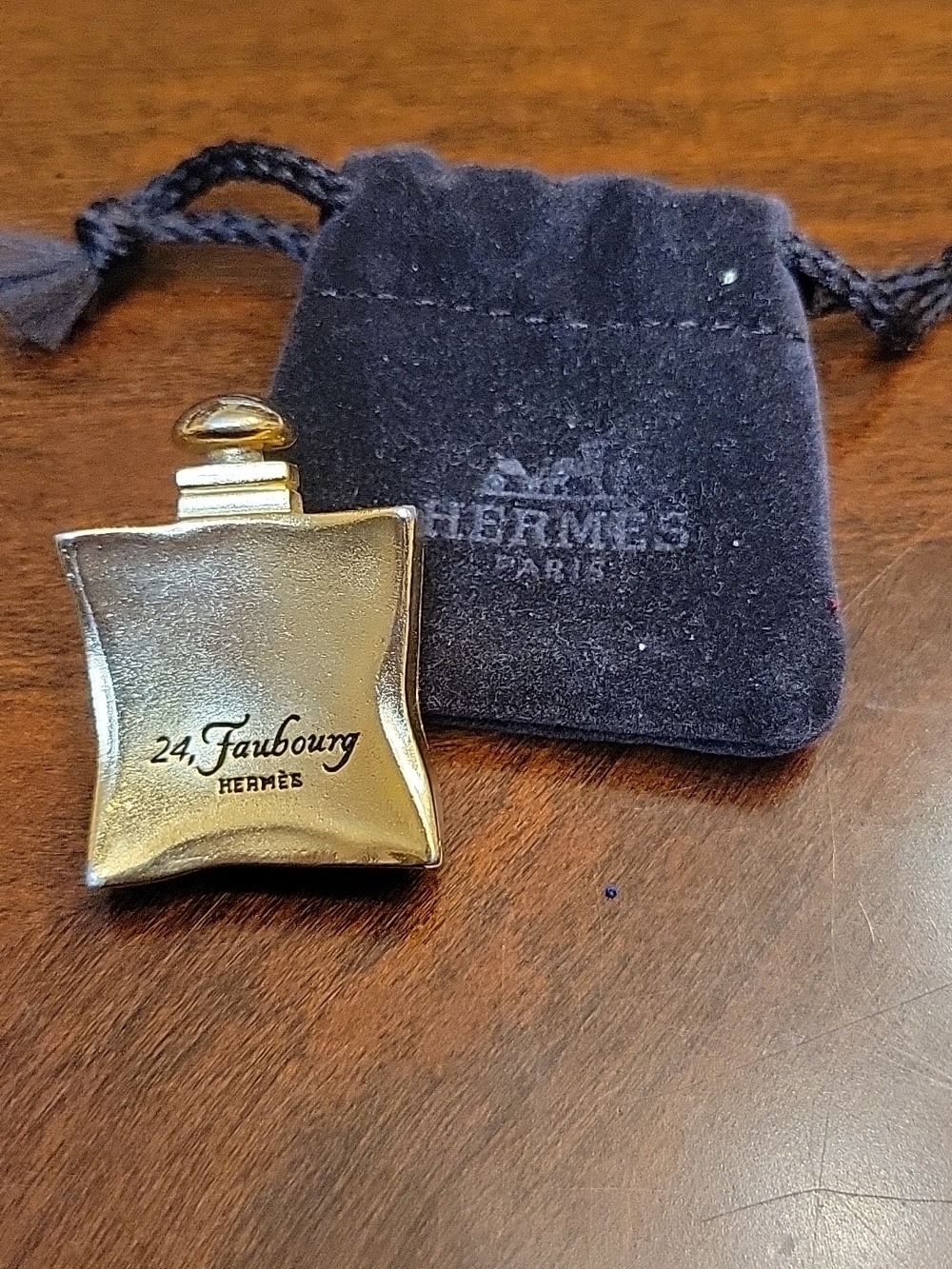 Hermès 24 Faubourg Parfum Bottle Brooch Pin — Gold Tone — Rare Collector Piece